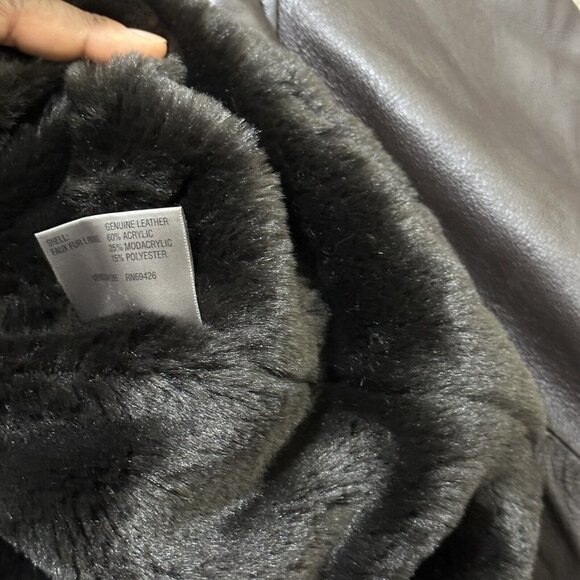 Wilsons Leather Pelle Studio Hooded Faux Fur Trim Lined Jacket Penny Lane Size M - Picture 5 of 5